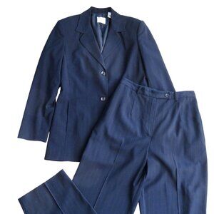 Emma James Navy Pinstripe Womens Pant Suit Size 8 Two-Piece Set Business Classic
